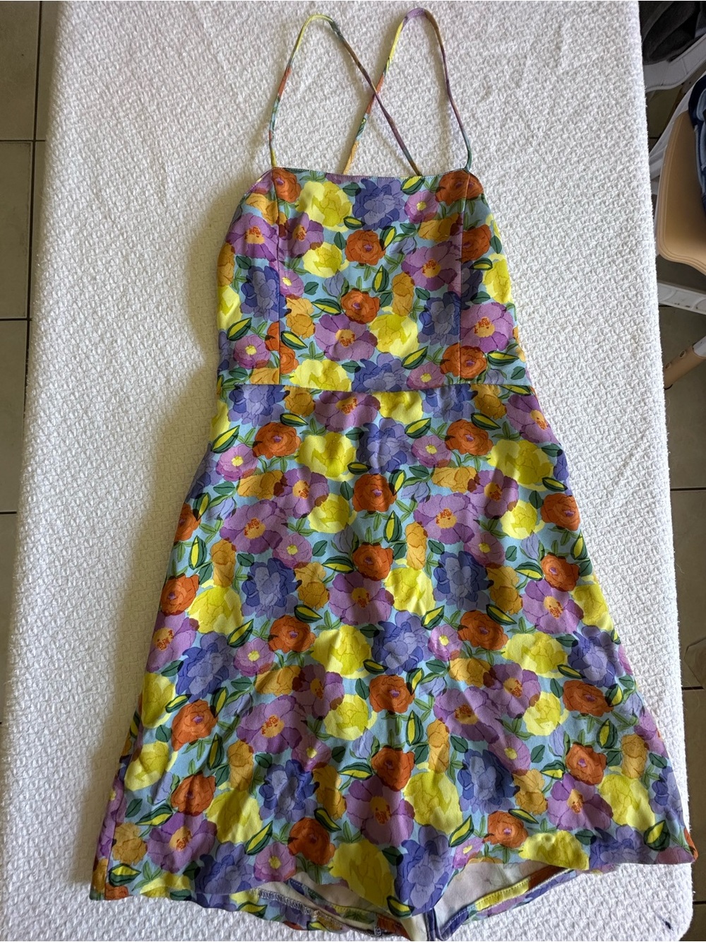 Zara Bright Floral Spaghetti-Strap Cocktail Mini Dress